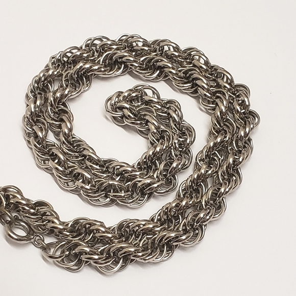 Vintage Silver Rope Twist Chain Link Necklace 18" Chain Necklace - Picture 4 of 12